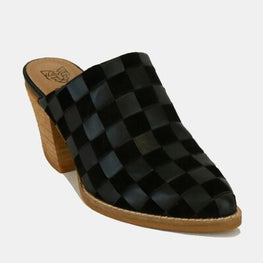 Beast Fashion Woven Checkerboard Block Heel Mule Shoes by Trendsi