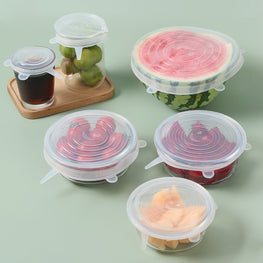 6Pcs Food Silicone Cover Fresh-keeping Dish Stretchy Lid Cap Reusable Wrap Organization Storage Tool Kitchen Accessories 6PCS Silicone Stretch Lids by fashioncafee.com