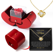 Fashion Jewelry Box Red Apple Christmas Gift Necklace Eternal Rose For Girl Mother's Day Valentine's Day Gifts With Artificial Flower Rose Flower Jewelry Box by fashioncafee.com