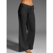 Wide Leg Women Loose Cotton Pure Color Elastic Waist Trousers Pants by Banggood Dropship