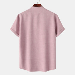Men's Button Detail Short Sleeve Blouse by Trendsi