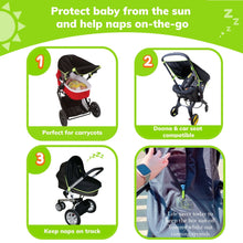 Original Pram Sunshade & Baby Sleep Aid, 99% UV Protection for Newborns - Safety Green trim by SnoozeShade