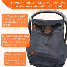 Infant Car Seat Sun and Sleep Shade for Group 0 and 0 Plus Blocks Up to 99 Percent of UV Rays by SnoozeShade