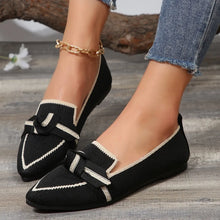 Bow Contrast Trim Point Toe Loafers Women shoes by Trendsi