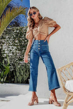 Button Fly Cropped Wide Leg Jeans by Trendsi