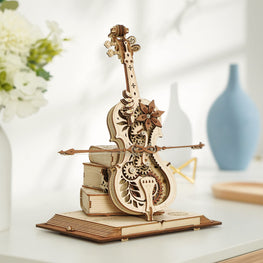 Robotime ROKR Magic Cello Mechanical Music Box Moveable Stem Funny Creative Toys For Child Girls 3D Wooden Puzzle AMK63 by Robotime