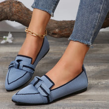 Bow Contrast Trim Point Toe Loafers Women shoes by Trendsi