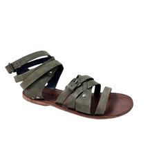 Ariel gladiator green leather sandal by oobash / Buddify