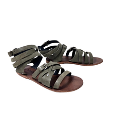Ariel gladiator green leather sandal by oobash / Buddify