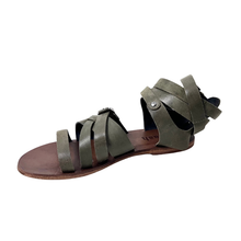 Ariel gladiator green leather sandal by oobash / Buddify