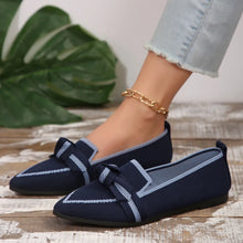 Bow Contrast Trim Point Toe Loafers Women shoes by Trendsi
