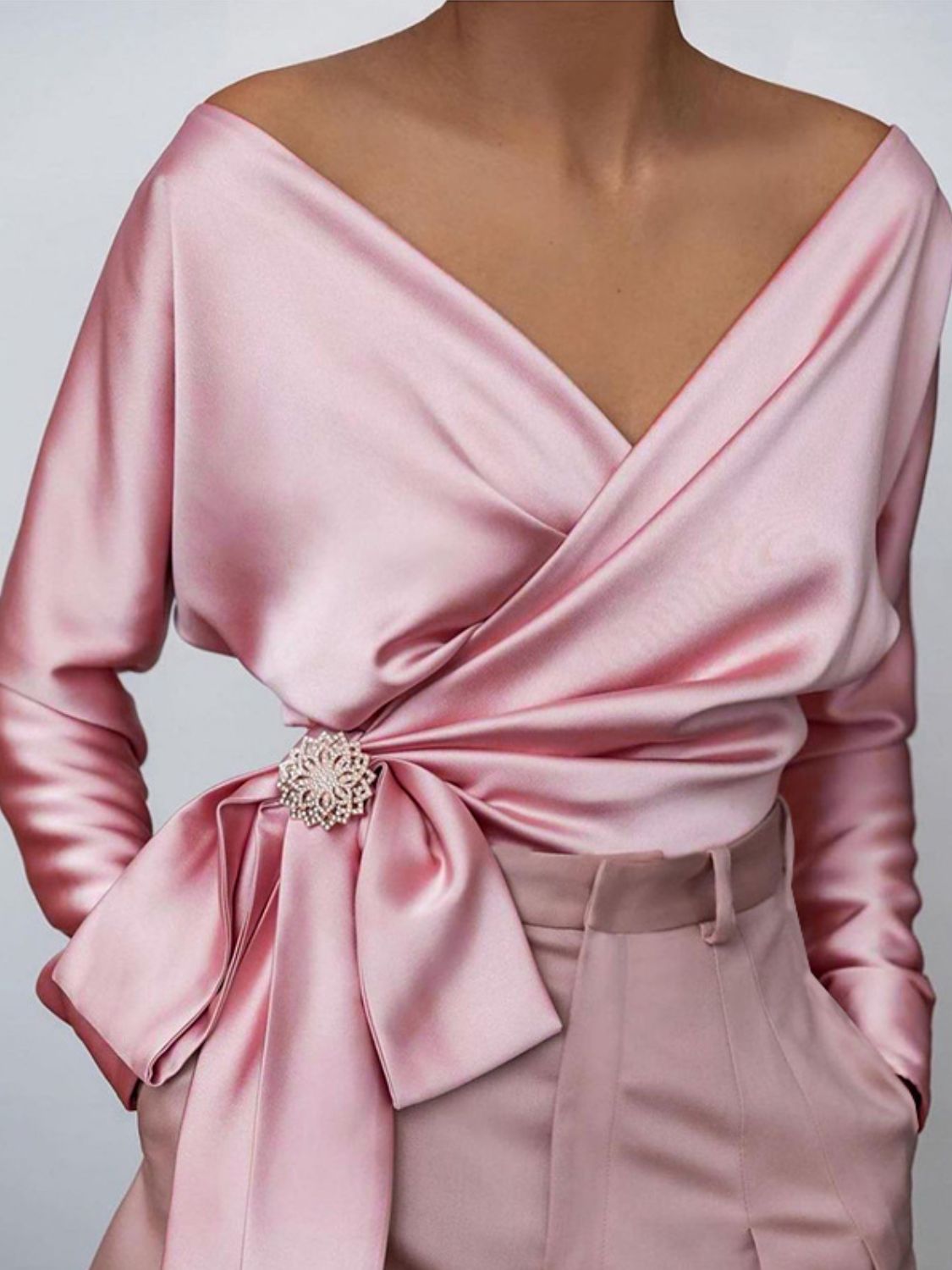 Surplice Long Sleeve Blouse by Trendsi