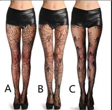 Skull Black Silk Fishnet Stockings Women's Panty Halloween Fishnet Socks by Dropship man
