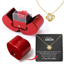 Fashion Jewelry Box Red Apple Christmas Gift Necklace Eternal Rose For Girl Mother's Day Valentine's Day Gifts With Artificial Flower Rose Flower Jewelry Box by fashioncafee.com