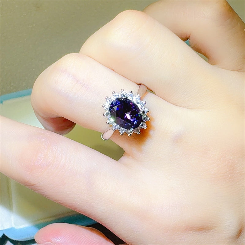 2 Carat 925 Sterling Silver Oval Moissanite Ring by Trendsi