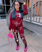 Two-piece sweater with velvet letter print by fashioncafee.com