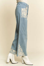Lace Applique Wide Leg Jeans For Women by Trendsi