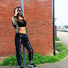 Ribbon stitching alphabet casual pants by fashioncafee.com