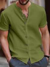 Men's Full Size Button Up Short Sleeve Shirt Plus Size by Trendsi