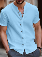 Men's Full Size Button Up Short Sleeve Shirt Plus Size by Trendsi