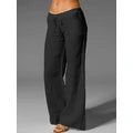 Wide Leg Women Loose Cotton Pure Color Elastic Waist Trousers Pants by Banggood Dropship