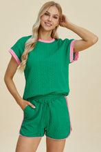 Double Take Full Size Texture Contrast T-Shirt and Shorts Set by Trendsi