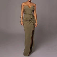 Women's Fashion In View Of Pure Color Tied Long Dress