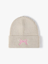 Embroidered Bow Knit Hat by Trendsi