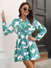 Paisley Print Johnny Collar Smocked Dress by Trendsi