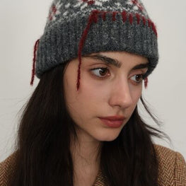 Seam Trim Geometric Knit Hat by Trendsi