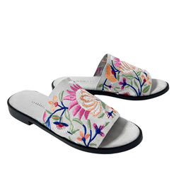 Rose Ice embroidered suede leather Mule by oobash / Buddify