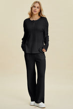 Double Take Full Size Cable-Knit Long Sleeve Top and Pants Set by Trendsi