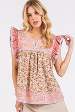 Mittoshop Floral Notched Ruffled Cap Sleeve Blouse by Trendsi