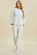 Double Take Full Size Texture Round Neck Long Sleeve Top and Pants Set by Trendsi