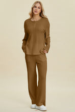 Double Take Full Size Cable-Knit Long Sleeve Top and Pants Set by Trendsi