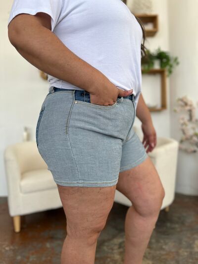 Judy Blue Full Size Color Block Denim Shorts by Trendsi