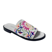 Rose Ice embroidered suede leather Mule by oobash / Buddify
