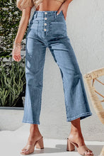 Button Fly Cropped Wide Leg Jeans by Trendsi