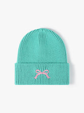 Embroidered Bow Knit Hat by Trendsi