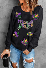MARDI GRAS Sequin Round Neck Sweatshirt by Trendsi