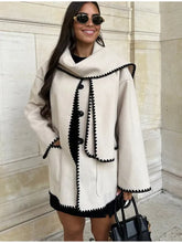 Luxurious Faux Cashmere Splice Overcoat With Scarf by ZenDrop Shipping