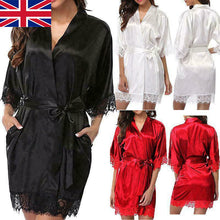 UK Satin Robe Wedding Bride Bridesmaid Kimono Dressing Gown Sleepwear Bathrobe by CJ dropshipping