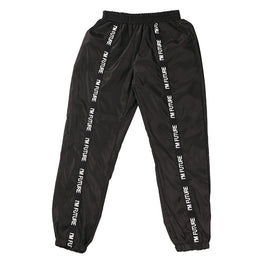 Ribbon stitching alphabet casual pants by fashioncafee.com