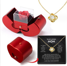 Fashion Jewelry Box Red Apple Christmas Gift Necklace Eternal Rose For Girl Mother's Day Valentine's Day Gifts With Artificial Flower Rose Flower Jewelry Box by fashioncafee.com