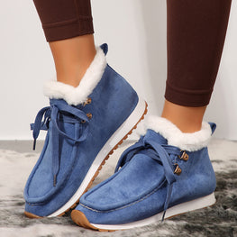 Casual Winter Lace-up Snow Boots Warm Plush Flat Shoes Women's Fleece Ankle Boot by CJ dropshipping