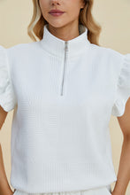 Double Take Full Size Texture Flounce Sleeve Top and Shorts Set by Trendsi