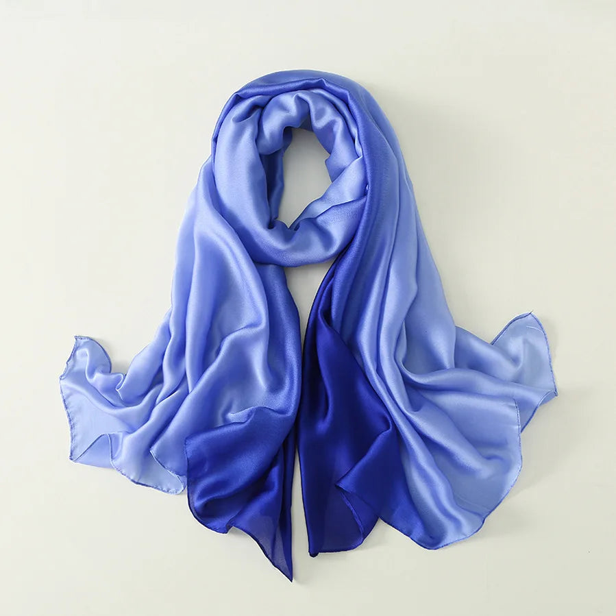 Luxury Brand Solid Color Gradient Silk Scarf Women Fashion Luxury Shawls and Wraps Beach Female Foulard Oversides Wholesale by RUNMEIFA
