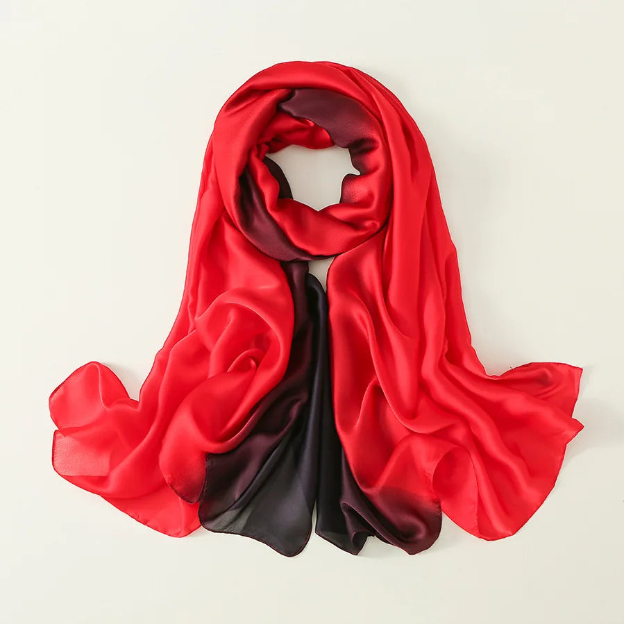 Luxury Brand Solid Color Gradient Silk Scarf Women Fashion Luxury Shawls and Wraps Beach Female Foulard Oversides Wholesale by RUNMEIFA