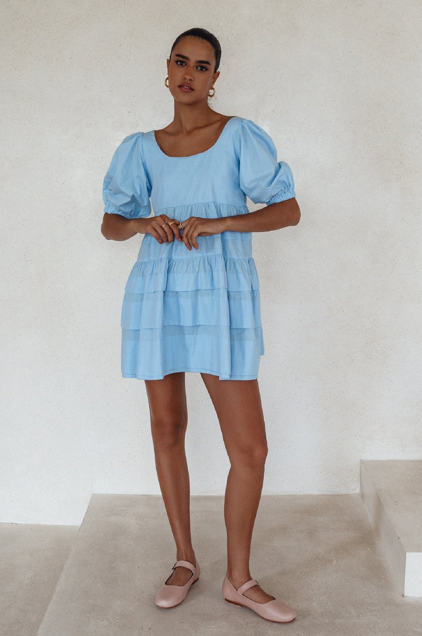 Andrea Baby doll Cotton Mini Dress 100% Cotton by ELF / Buddify