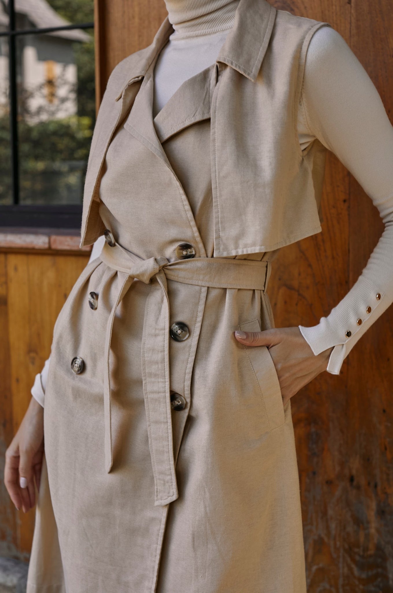 Arden Belted Vest Trench by ELF / Buddify